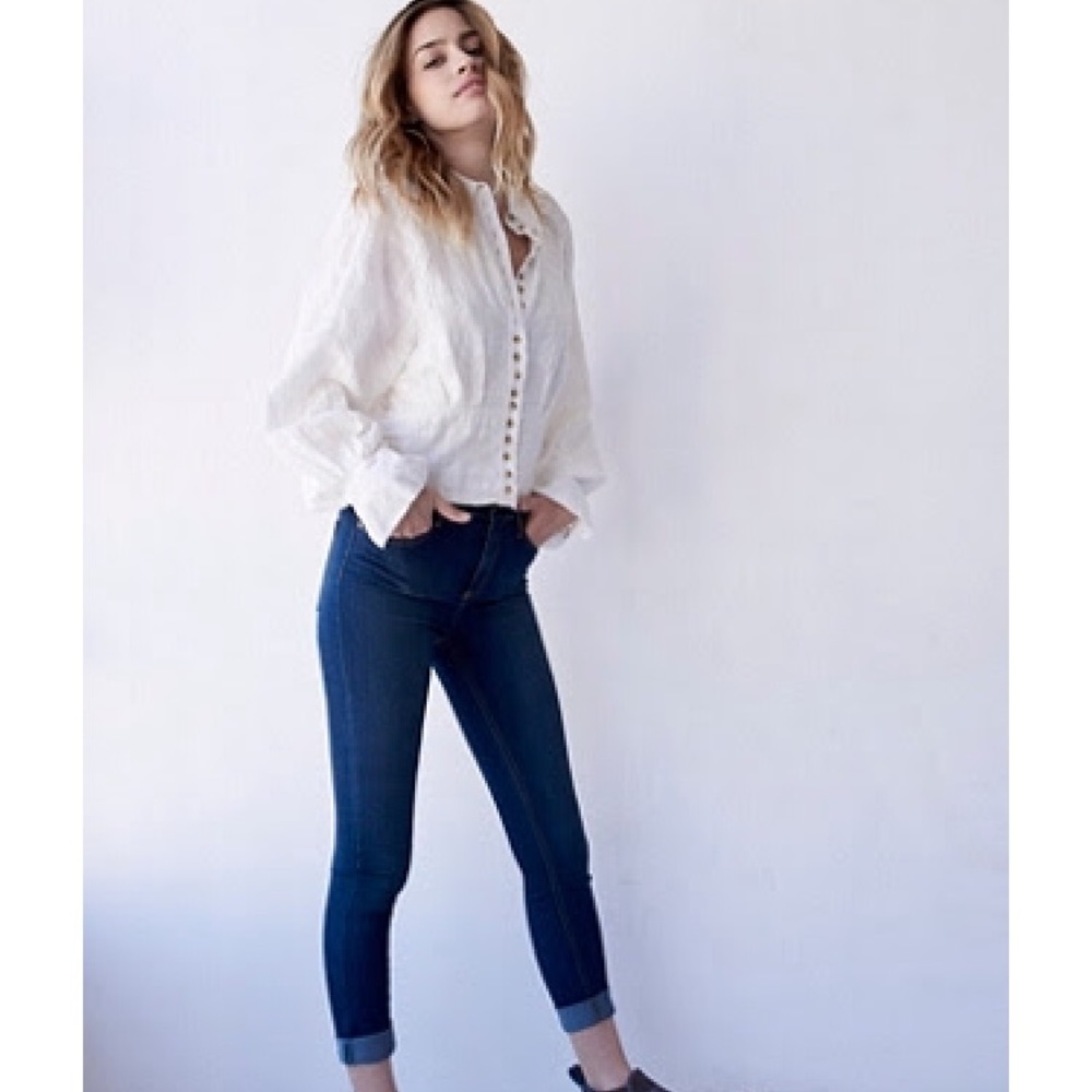 Free People High Rise Roller Skinny Jeans